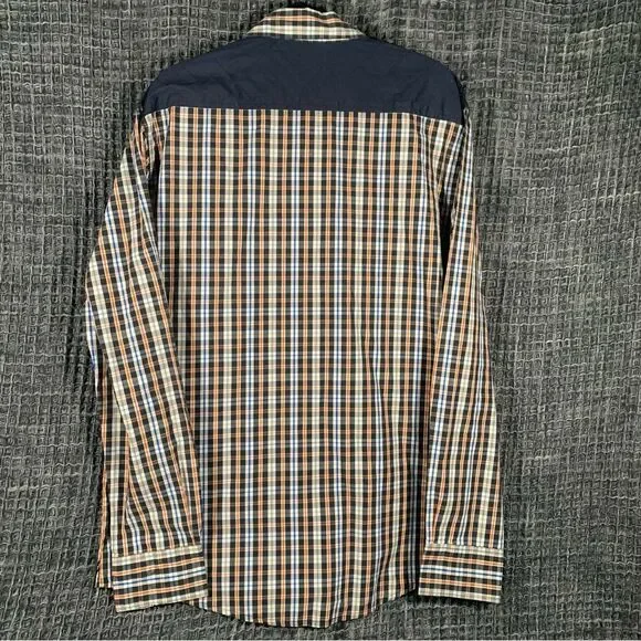 SOUTHPOLE Hexagon Product Long Sleeve Plaid Button Down Shirt Men's XL #732 - Picture 2 of 9